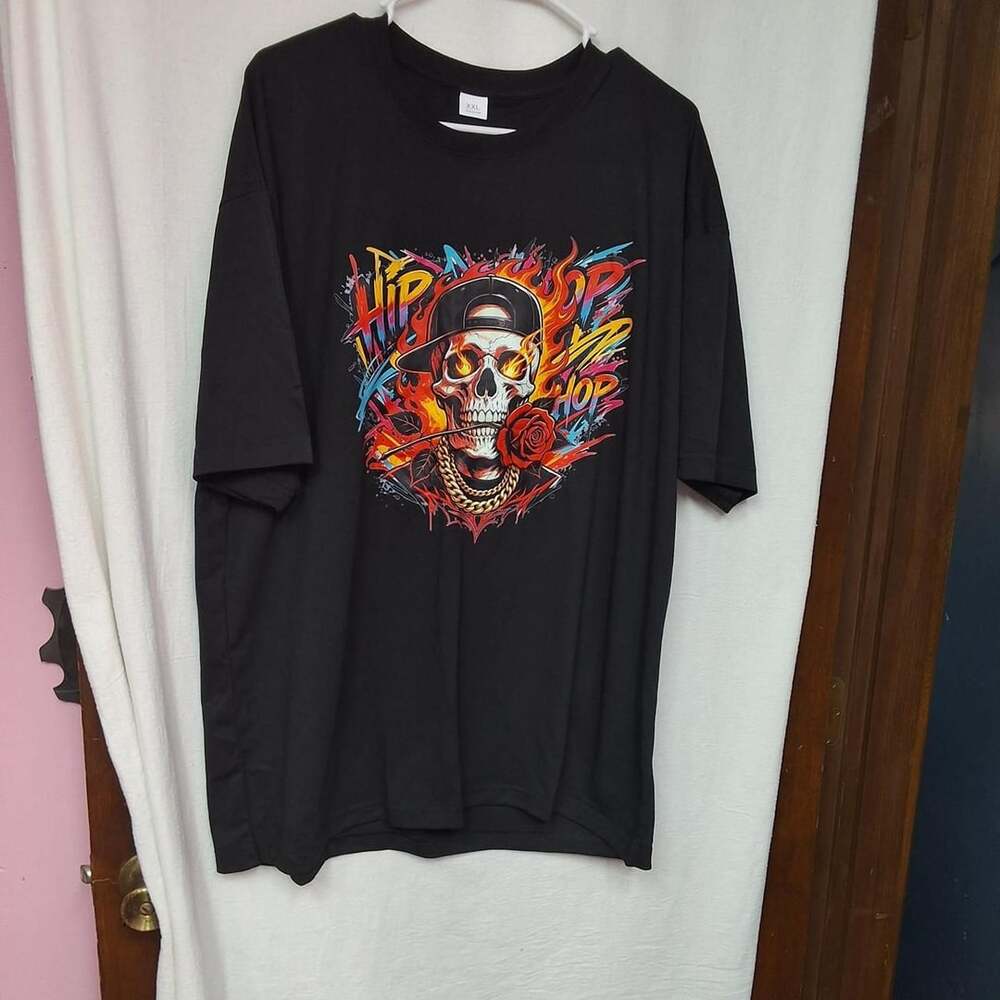 Unbranded Hip Hop Skull Graphic T-Shirt XXL Black Cotton
